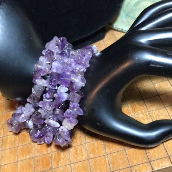 Semiprecious Stone Amethyst Crystal 31”L Necklace Continuous EVC - Picture 3 of 8